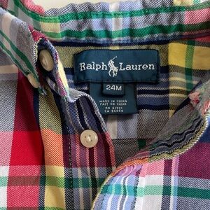 Ralph Lauren toddler 24mo Vibrant Plaid button up Shirt with green RL logo